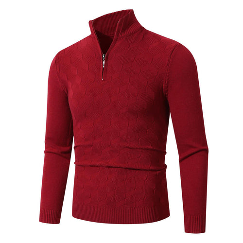 Trendy knit sweater for men with half-zip and structured design Lune London