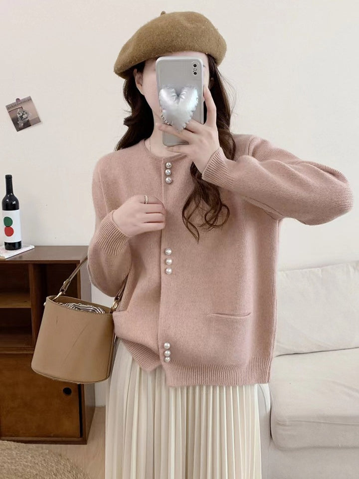 Ladies' knit jacket with elegant pearl buttons Lune London
