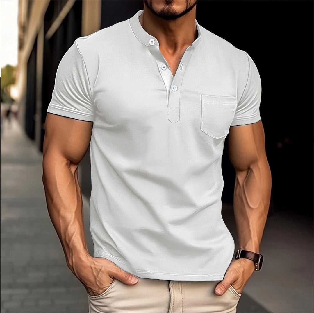 Men's polo with a modern collar and Lune London button details