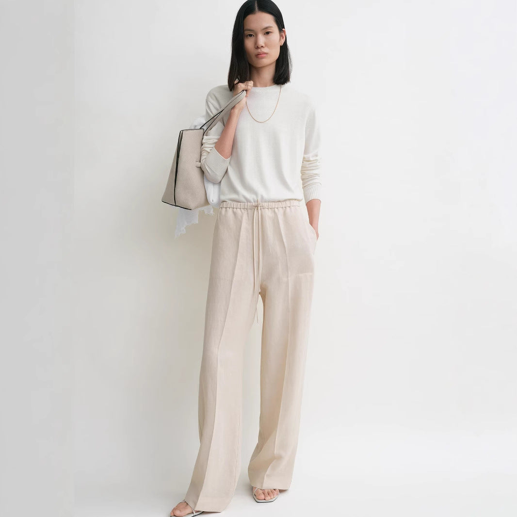 Ladies casual jersey pants with elastic waistband Lune London