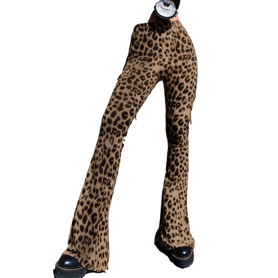 Lune London leopard print casual flared pants
