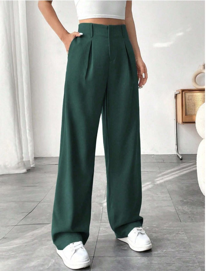 High-waisted wide trousers for women with pleats Lune London