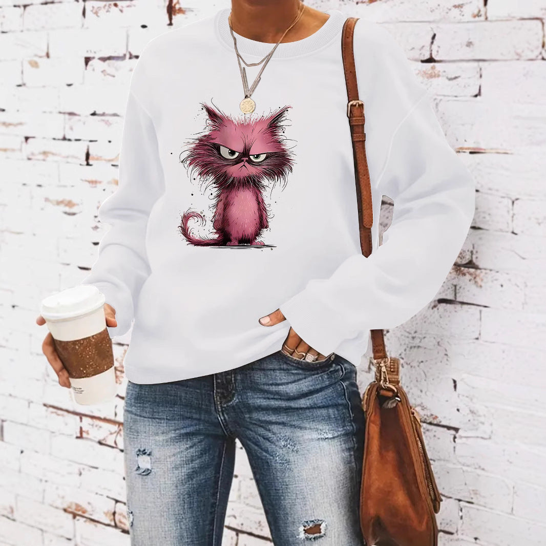 Sweatshirt pour femmes avec motif de chat créatif Chic & Stil