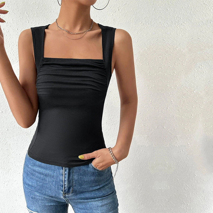 Débardeur ajusté pour femme avec encolure carrée et fronces Chic & Stil
