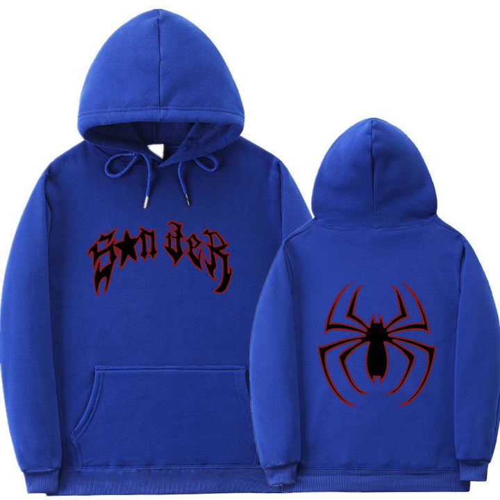 Women's hoodie with striking spider motif and coarse lettering Lune London
