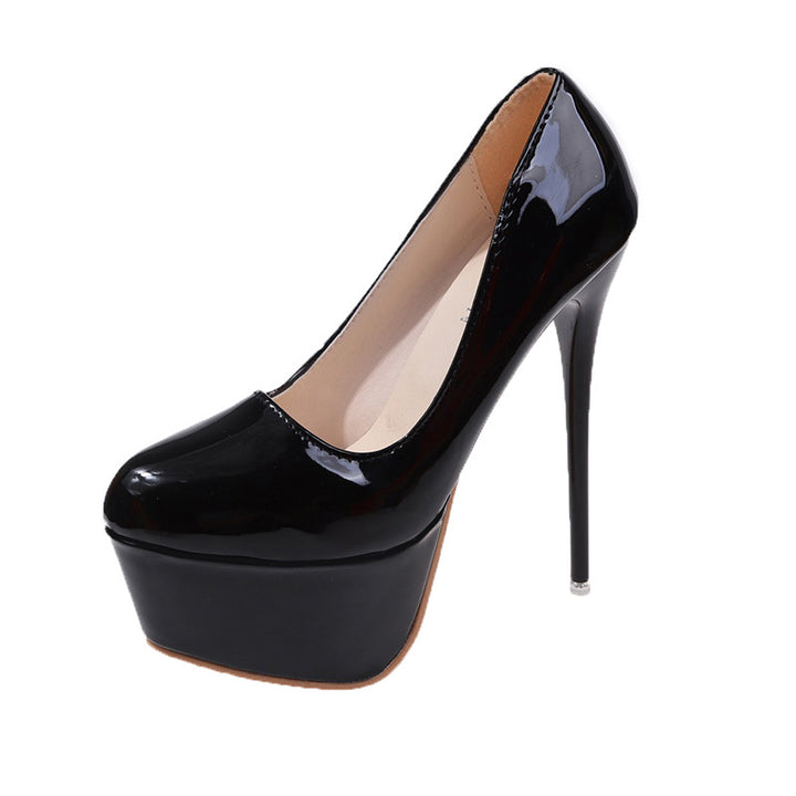 Wedge pumps for women in shiny material and high stiletto heel Lune London