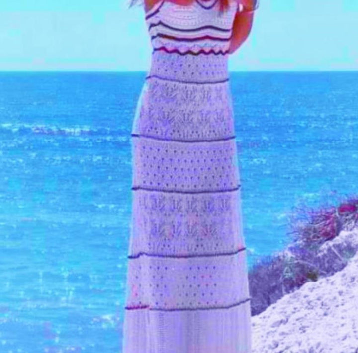 Maxi crochet dress for ladies with a flowing cut and refined details Lune London