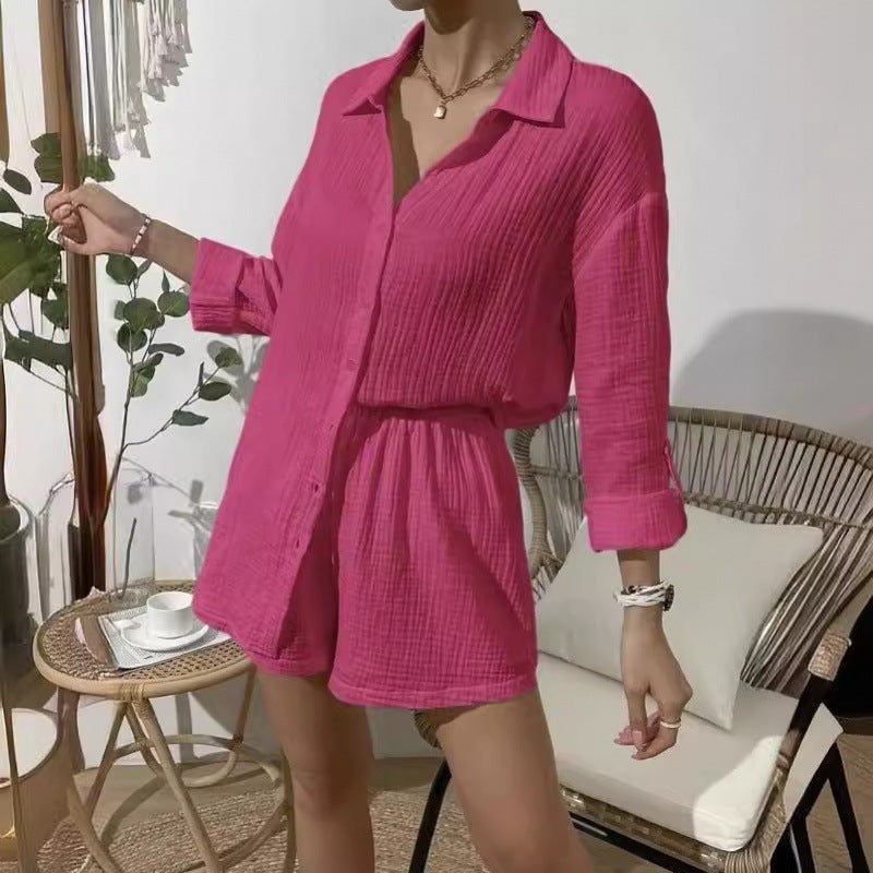 Lune London short sleeve top and lightweight shorts set for ladies