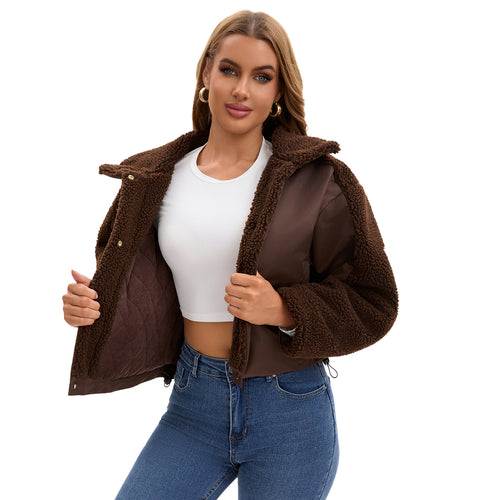 Ladies transitional jacket with fleece details and high collar Lune London