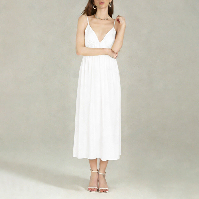 Robe maxi pour femme avec décolleté en V profond et jupe fluide Chic & Stil