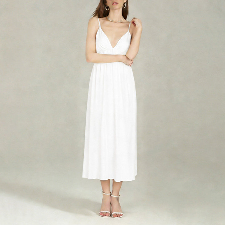 Robe maxi pour femme avec décolleté en V profond et jupe fluide Chic & Stil