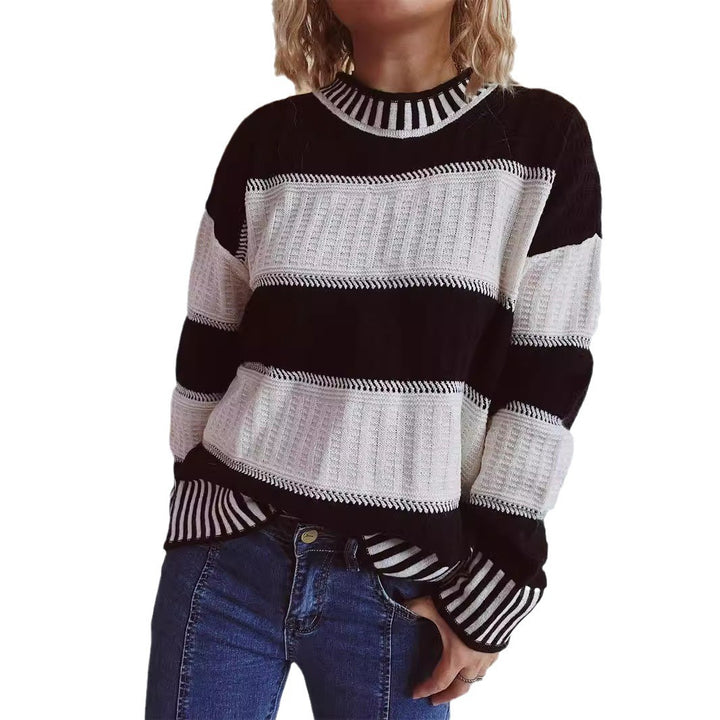 Pull en tricot élégant pour femmes avec un motif rayé unique et de hauts bords Chic & Stil