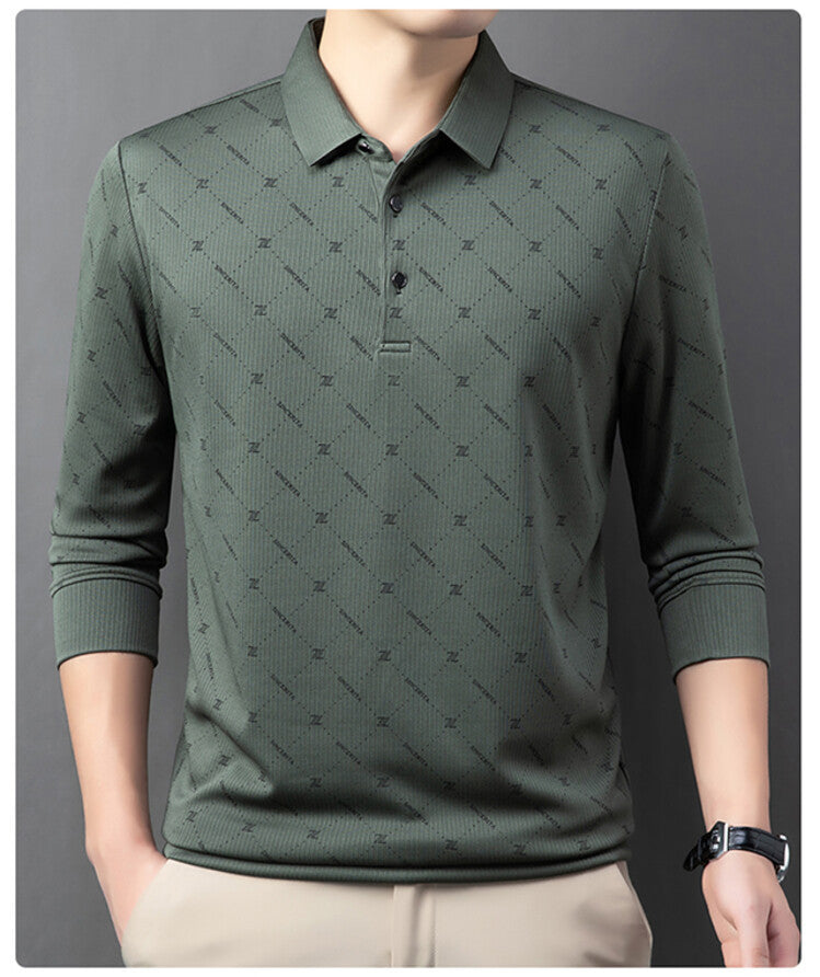 Men's Long Sleeve Polo with an innovative pattern and breathable properties Lune London