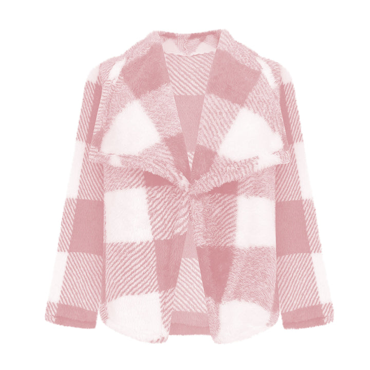 Lune London Women's Fleece Jacket with Plaid Pattern