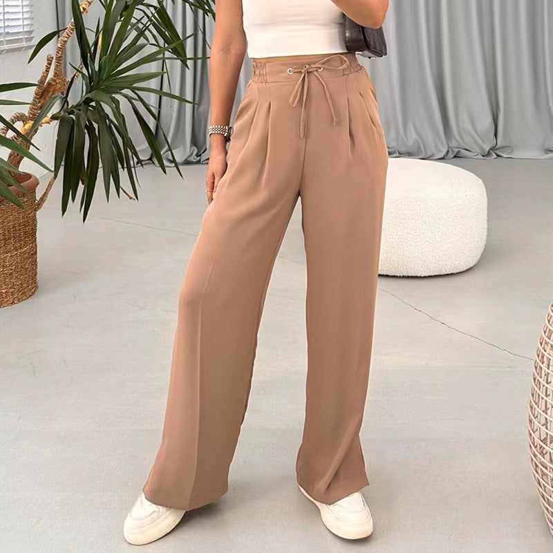 Loose leisure pants for women with elastic waistband and adjustable drawstring Lune London