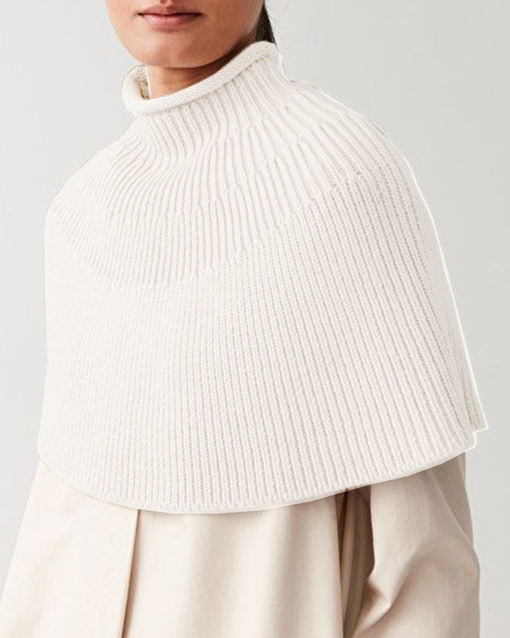Knitted cape for women with high collar and fine rib structure Lune London
