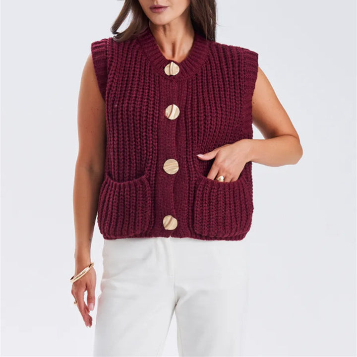 Women's knit jacket with gold buttons and relaxed fit Lune London