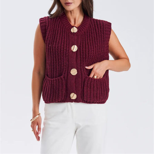 Women's knit jacket with gold buttons and relaxed fit Lune London