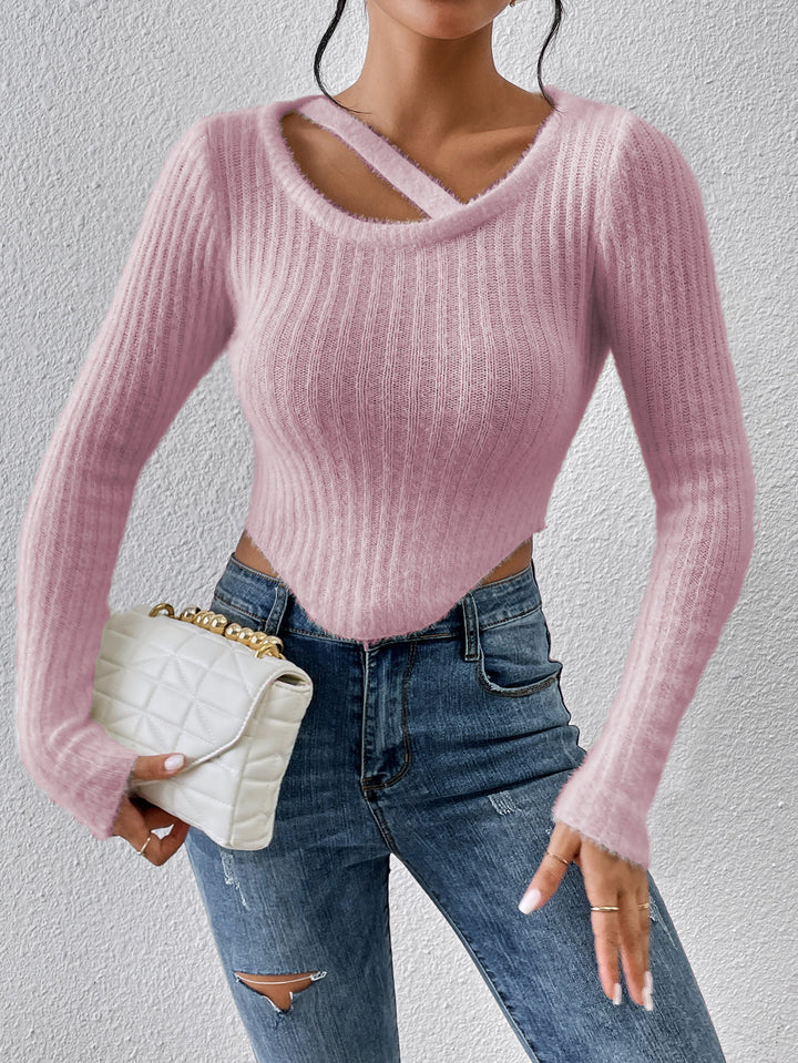 T-shirt en tricot pour femme avec épaule découverte et ourlet élastique Chic & Stil