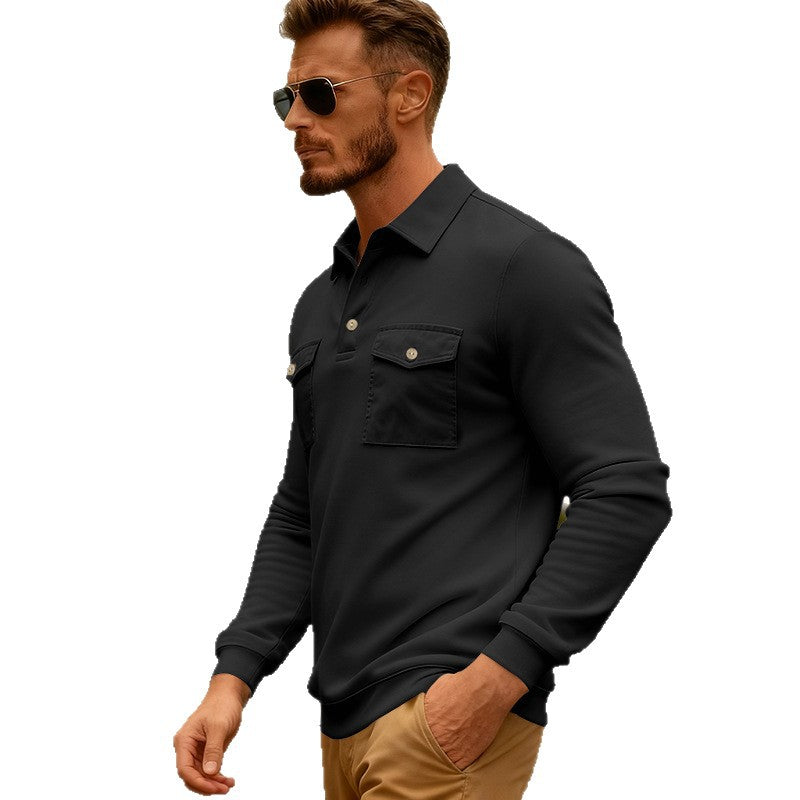 Men's elegant polo shirt with practical breast pockets and high-quality cotton blend Chic and style