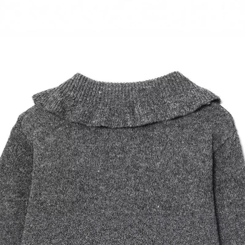Womens knit jacket with classic Peter Pan collar and elegant button details Lune London