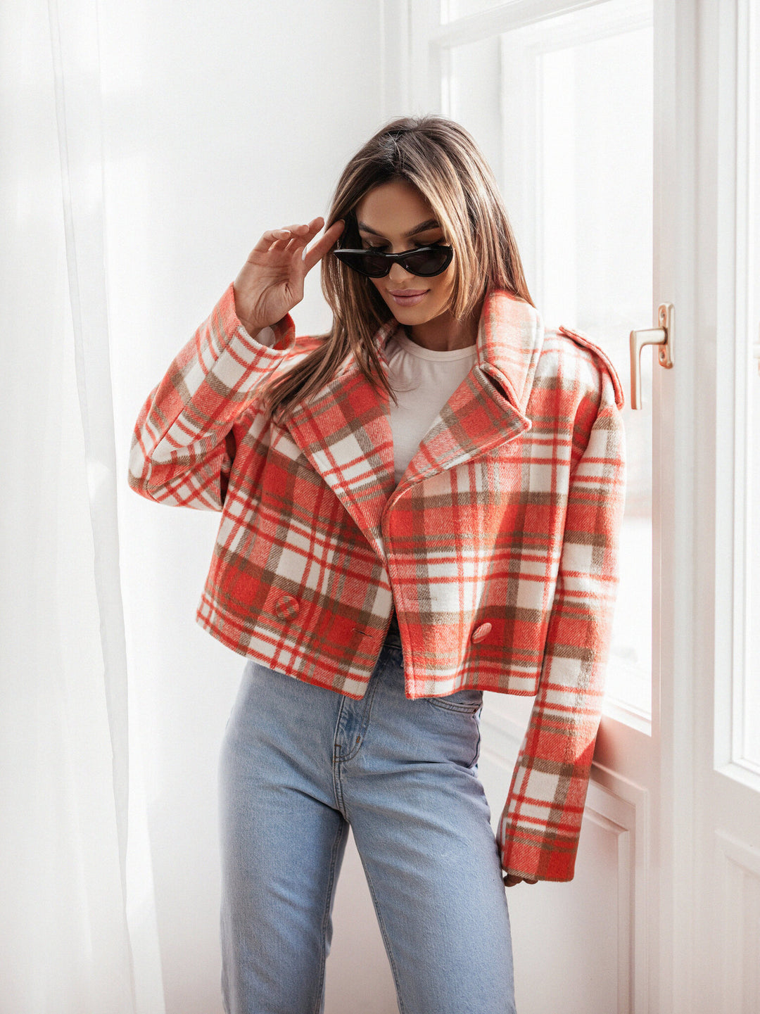 Plaid jacket for women with a modern cut Lune London