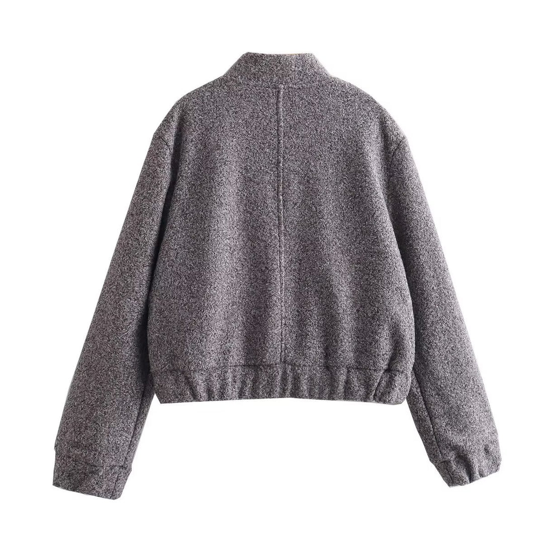 Cropped casual jacket for women with large patch pockets and elastic edges Lune London