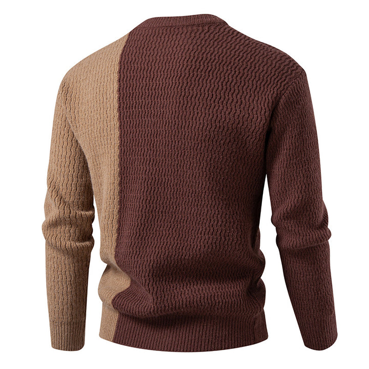 Chunky knit sweater for men with asymmetric pattern and decorative detail Lune London