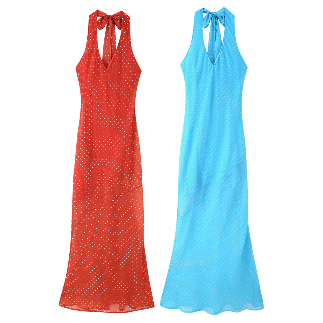 Maxi dress for women with a refined back and elegant ruffles Lune London
