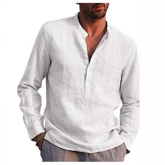 Classic Henley collar shirt for men with chest pocket Lune London