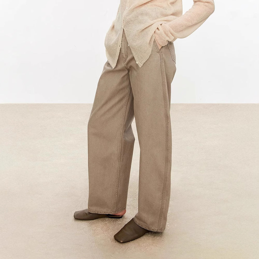 Pantalons en denim larges pour femmes à taille haute et coupe confortable Chic & Stil