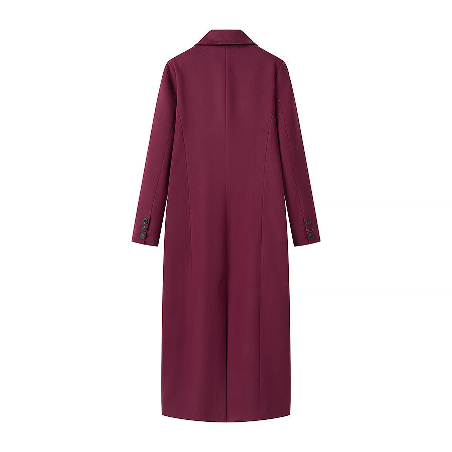Elegant long coat with long sleeves for women in double-breasted style Lune London