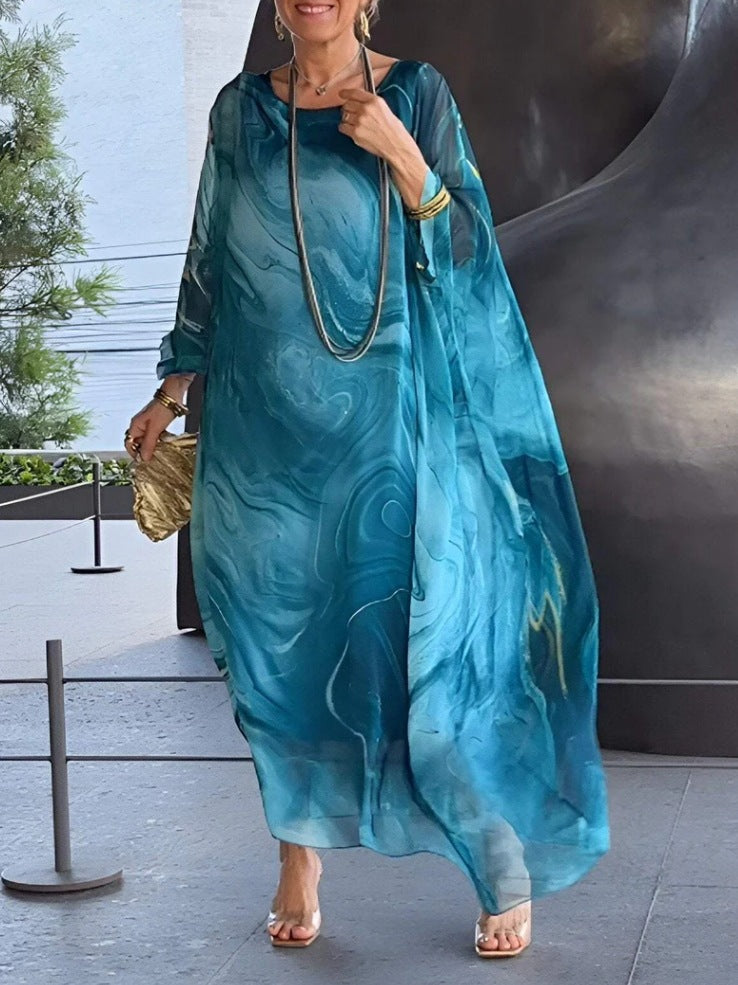 Fluid kaftan dress for women with a catchy pattern Lune London