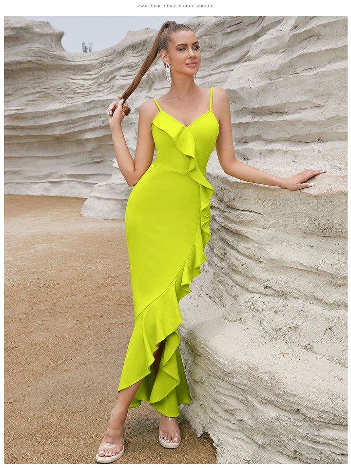 Robe Maxi Sexy pour Femme avec Volants et Fente Haute Chic & Stil