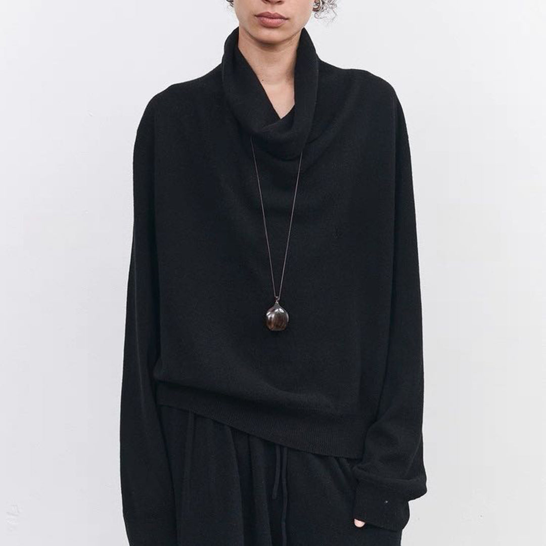 Casual long sleeve shirt for women with an elegant draped neckline and a relaxed fit Lune London