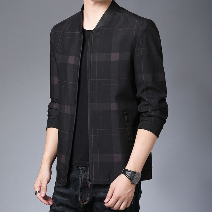 Trendy plaid jacket for men with a casual fit and practical zippered pockets Lune London