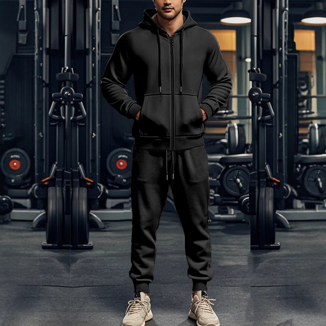 Men's sporty hoodie and jogger pants set with full zip and elastic waist Lune London