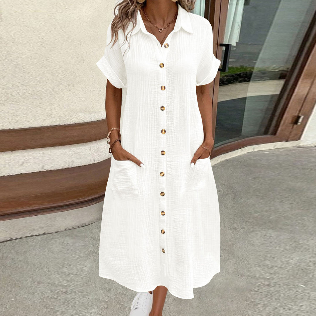Shirt dress for women with decorative buttons and practical pockets Lune London