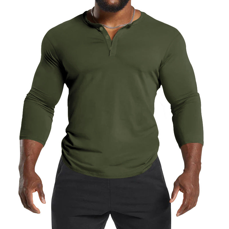 Men's Long Sleeve Henley Shirt in Breathable Cotton Blend with Button Details Lune London