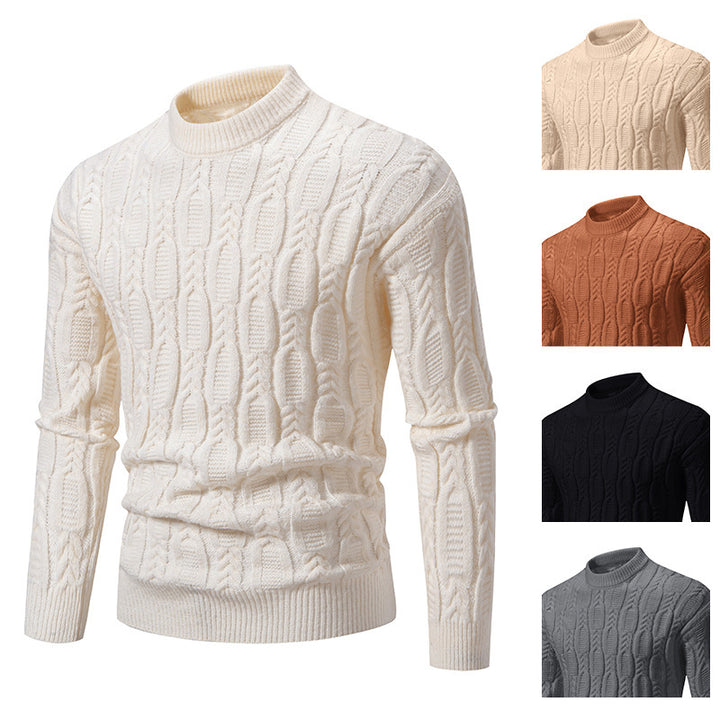 Men's roll neck sweater with ribbed cable pattern Lune London