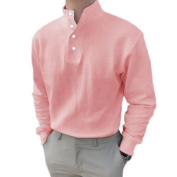 Men's long sleeve Henley shirt with modern high collar and button placket Chic und Stil