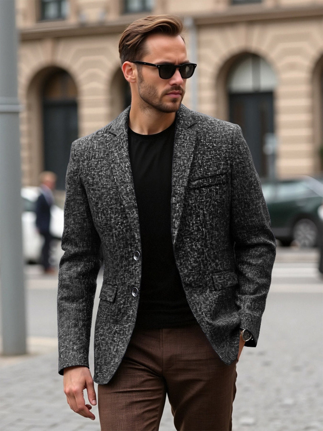 Men's Elegant Structured Blazer with Modern Fabric and Stylish Details Lune London