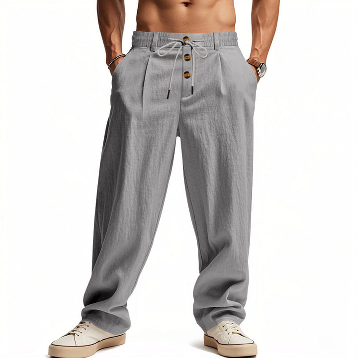 Men's Casual Linen Pants with Breathable Cut and Adjustable Drawstring Lune London