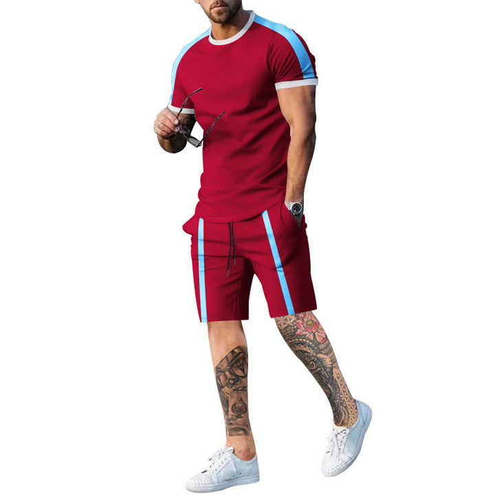 Shorts and short sleeve t-shirt set for men with contrasting stripes Lune London