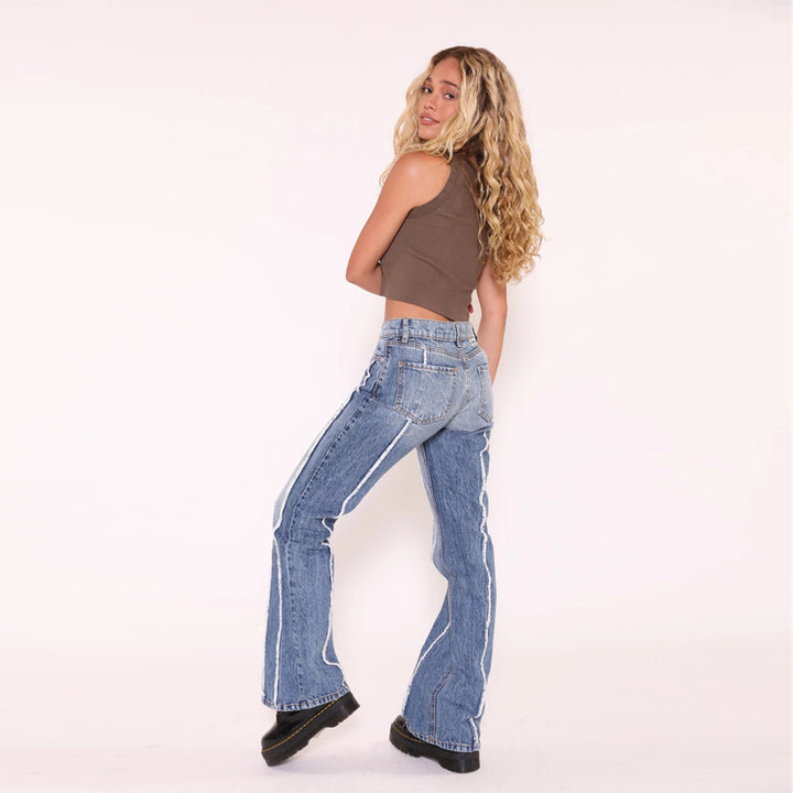 Bootcut jeans for women with a striking striped design Lune London