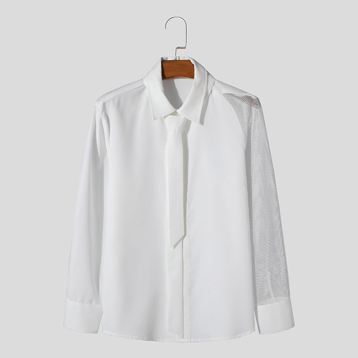Woman long sleeve blouse with transparent mesh details Lune London