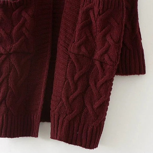 Women chunky knit cardigan with deep pockets and braided pattern Lune London