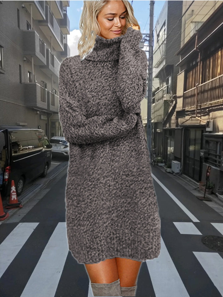 Knit dress for women with turtleneck in cozy material Lune London