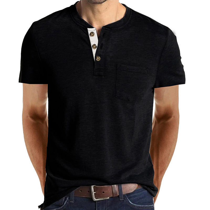 Lune London Short Sleeve Henley Shirt for Men with Pocket Detail