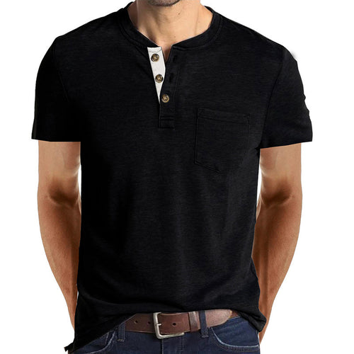 Lune London Short Sleeve Henley Shirt for Men with Pocket Detail